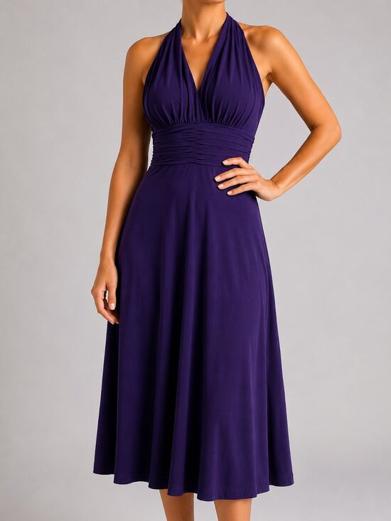 Evan Picone Dresses & Skirts - Evan Picone Deep Purple Midi Dress | Size 4 | Ruched Waist